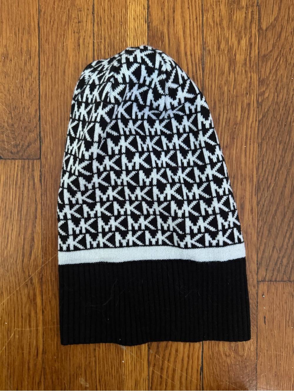 Michael Kors Kids Black & White MK Logo Beanie